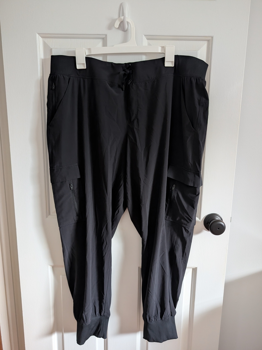 all in motion Women's Black Cargo Joggers Drawstring Waist Size 1X
